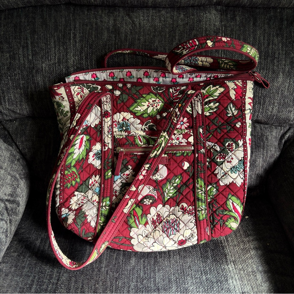 Vera Bradley Bordeaux Blooms Iconic Small Tote